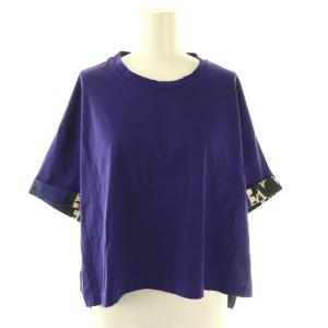 異素材切り替えTシャツ カットソー シアー ロールアップ 0 紫 黒 /CX OS SH