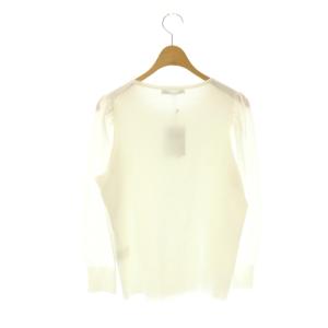 ANAYI 24SS シアースリーブギャザー プルオーバー ニット カットソー 長袖 38 ホワイト /HK OS