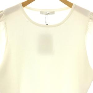 ANAYI 24SS シアースリーブギャザー プルオーバー ニット カットソー 長袖 38 ホワイト /HK OS