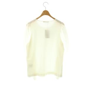 ANAYI 24SS シアーギャザースリーブ プルオーバー ニット カットソー 長袖 38 白 /NR OS