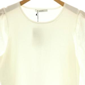 ANAYI 24SS シアーギャザースリーブ プルオーバー ニット カットソー 長袖 38 白 /NR OS