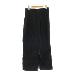 SOFT DENSE COTTON パンツ S ブラック 長ズボン ワイドシルエット ハイウエスト /OK