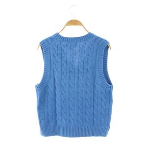 POLO RALPH LAUREN ケーブルニットVネックベスト プルオーバー SP 青 ブルー /HS OS