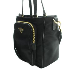 PRADA 2WAY ハンドバッグ ナイロン ブラック ゴールドカラー
