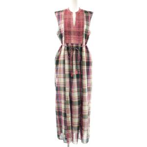 Madrascheck Embroidery Sleeveless Dress ワンピース