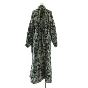 NE QUITTEZ PAS! CRIMP COTTON PATCH WORK シャツワンピース M ブルー グリーン 総柄 ロング丈