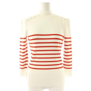 PEARL TOP トップス ニット カットソー 長袖 ボーダー 36 ホワイト レッド /DO OS