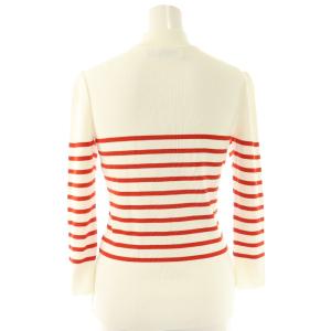 BORDERS at BALCONY PEARL TOP トップス ニット カットソー 長袖 ボーダー 36 ホワイト レッド /DO OS