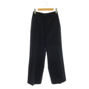 HIGH WAIST WIDE SLACKS パンツ ウール XS ブラック 無地 ワイド フルレングス