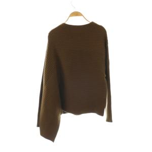 ADORE ドライストレッチアシンメトリーニット セーター ウール M ブラウン ボートネック リブ編み 長袖 /OK