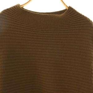 ADORE ドライストレッチアシンメトリーニット セーター ウール M ブラウン ボートネック リブ編み 長袖 /OK