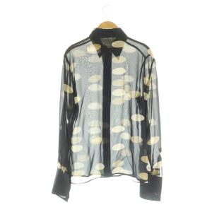 Max Mara シルク サークル模様 シアーシャツ 長袖 38 ネイビー /MY OS