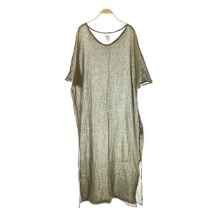 CAFTAN ワンピース F カーキ グリーン Vネック 半袖 サイドスリット /OK OS