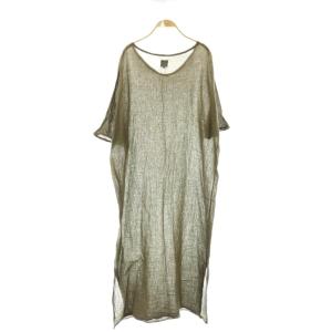 Deuxieme Classe CAFTAN ワンピース F カーキ グリーン Vネック 半袖 サイドスリット /OK OS