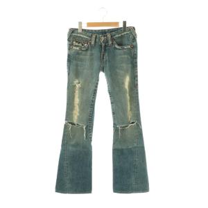 JOEY ダメージ加工 ローライズフレアデニムパンツ ダメージ加工 26 インディゴ /HK OS