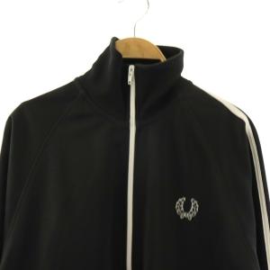 FRED PERRY トラックジャケット  ジャージ 上着 S ブラック ジップアップ ツインテープ ラグランスリーブ ロゴ刺繍