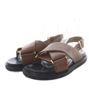 MARNI フスベット クリスクロスサンダル バックストラップ レザー 39 ブラウン /YO19
