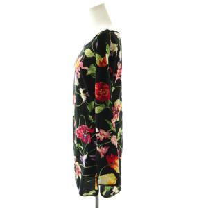 KENZO vintage エルカ期 フラワーカットソー ボートネック 2 黒 マルチカラー /CX OS