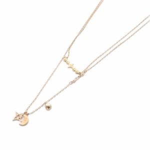 SWAROVSKI 月 星 2連ネックレス セット ゴールド色 /SR