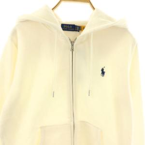 POLO RALPH LAUREN 裏起毛 ジップアップパーカー ジャケット コットン S オフホワイト /NR OS