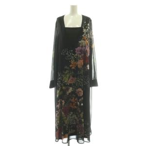 2WAY DARIA V NECK DRESS ワンピース 花柄 シアー S 黒 マルチカラー /CX