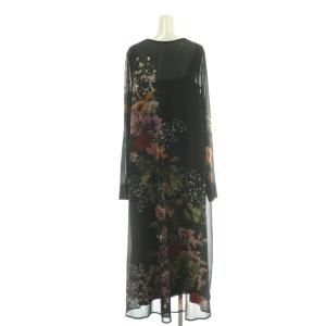 Ameri VINTAGE 2WAY DARIA V NECK DRESS ワンピース 花柄 シアー S 黒 マルチカラー /CX