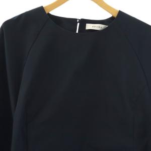 ADORE エアーストレッチラッフルスリーブブラウス 五分袖 プルオーバー 38 紺 /NR OS