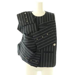 26SS SUIT-SLEEVES VEST ストライプ 38 ネイビー