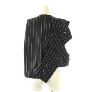 ENFOLD 26SS SUIT-SLEEVES VEST ストライプ 38 ネイビー