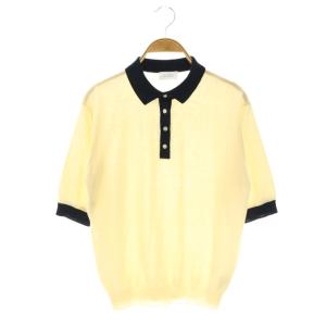 配色ポロシャツ ニット カットソー 半袖 コットン 38 アイボリー 濃紺 /NR OS