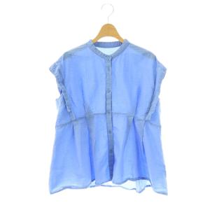 25SS サッカー3WAYブラウス シャツ 前開き フレンチスリーブ コットン F ライトブルー /NR