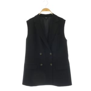 DRY CREPE FITTED DB VEST ダブルブレスト ジレ ベスト 6 ブラック /CX OS