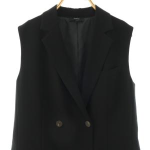 Theory DRY CREPE FITTED DB VEST ダブルブレスト ジレ ベスト 6 ブラック /CX OS