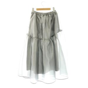 UNITED ARROWS スケルトンシャインジャガードスカート ロング フレア 38 グレー /DO OS