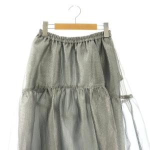 UNITED ARROWS スケルトンシャインジャガードスカート ロング フレア 38 グレー /DO OS