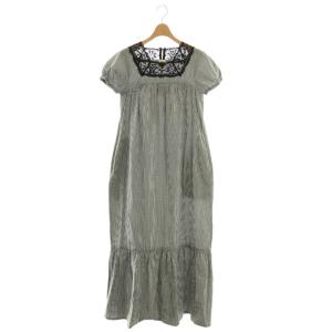KUMA LACE GINGHAM CHECK PUFF LONG DRESS ワンピース