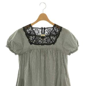 holiday KUMA LACE GINGHAM CHECK PUFF LONG DRESS ワンピース