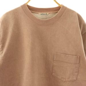 AURALEE コットン Tシャツ カットソー 半袖 3 ブラウン /HK OS