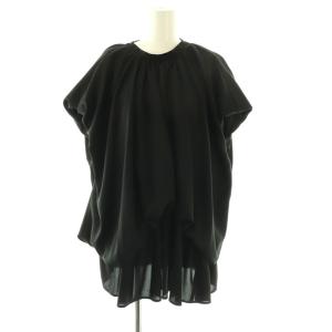 24SS WAVE SHIRRING BLOUSE ブラウス プルオーバー 38 ブラック /DF OS