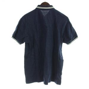 FRED PERRY ポロシャツ 紺 ネイビー 半袖 襟付き 袖口ライン /AB OS
