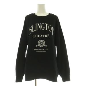24AW オーバーカットトップ スウェット トレーナー 長袖 ロゴ ビジュー 装飾 36 黒 ブラック