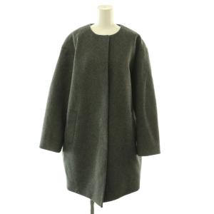 25AW LAMB MELTON NM CORA ノーカラーコート 38 グレー