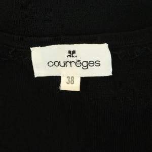 courreges アンサンブルニット ビジュー カーディガン 五分袖カットソー レース 38 ブラック /MY OS