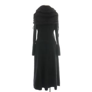 ANAYI 24AW フレアスリーブ ニットワンピース シャギーベアトップ付き 38 ブラック /DF OS