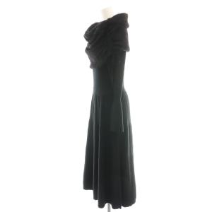 ANAYI 24AW フレアスリーブ ニットワンピース シャギーベアトップ付き 38 ブラック /DF OS