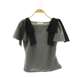 25AW ショルダーリボンカットトップス カットソー 半袖 F グレー ブラック /DO OS