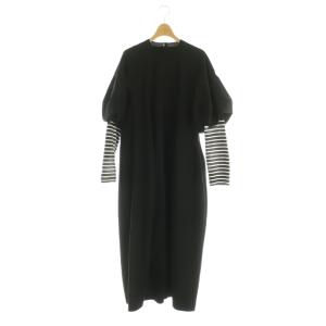 25SS border-sleeves dress ワンピース M ブラック