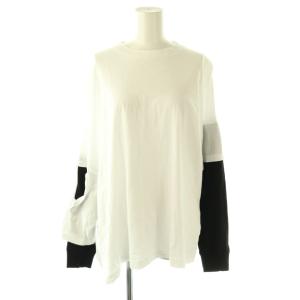24SS LAYERED LONG-SLEEVE カットソー アシンメトリー 長袖 38 ホワイト ブラック