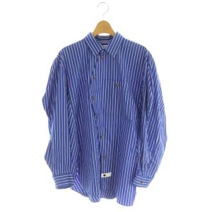 24AW DISTORTION SHIRT シャツ 長袖 ストライプ柄 38 青 白 300HA230-1250