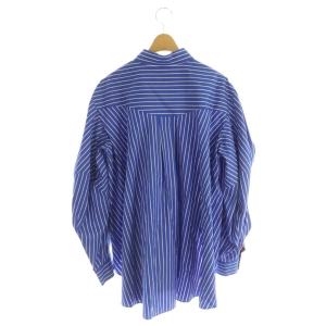 ENFOLD 24AW DISTORTION SHIRT シャツ 長袖 ストライプ柄 38 青 白 300HA230-1250